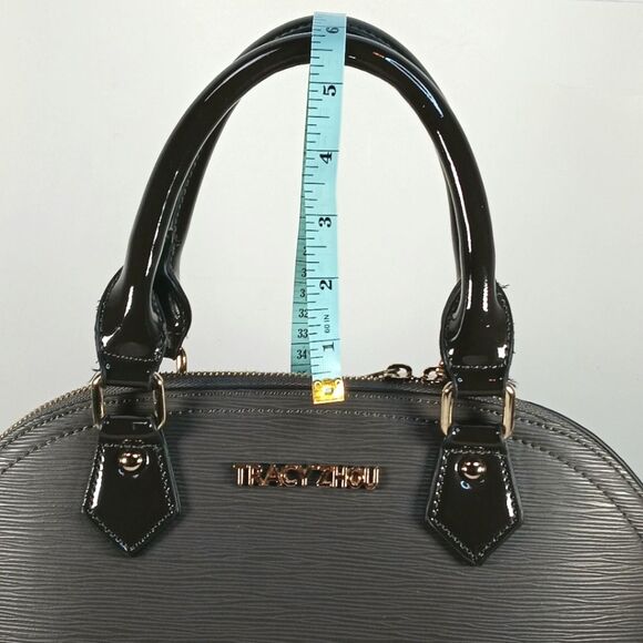 TRACY ZHOU Women's Gray Faux Leather Top Handle Satchel Structured Purse - Picture 11 of 11